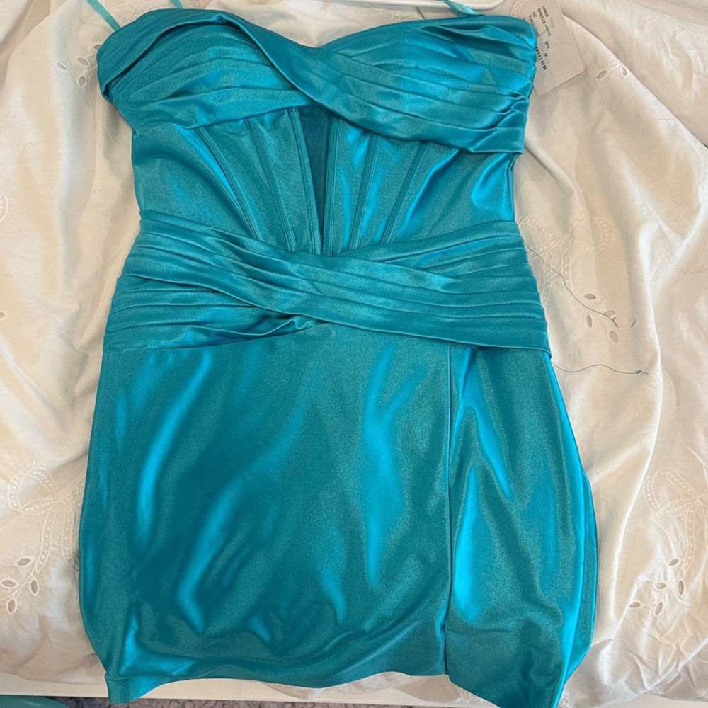 Elegant Teal Mini Dress